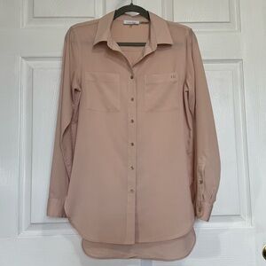 Calvin Klein Roll Sleeve Blush Pink Tunic Shirt Size Small